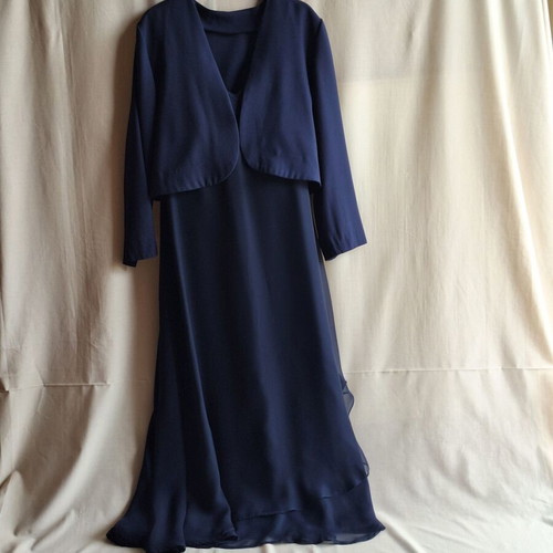 Navy Blue Evening Maxi Dress 3 Piece Set Medium, like new