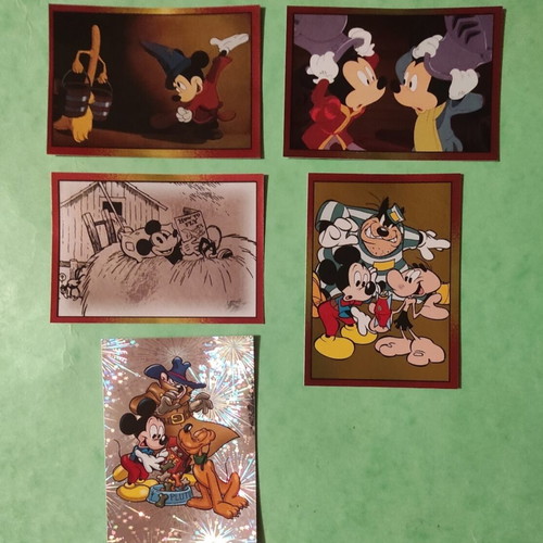 Mickey Mouse Panini stickers 2018 used, rare gold and shiny set of 21