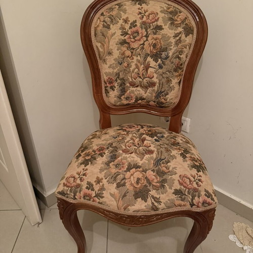 Louis XV vintage neoclassical furniture set like new, carved wood upholstery