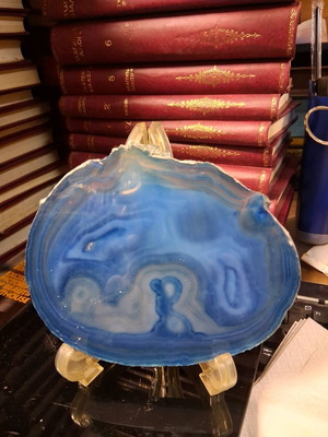 Blue agate very beautiful used, 14 cm, 188 grams