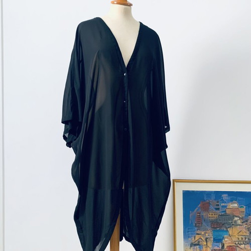 ICHI Black Transparent Shirt One Size New
