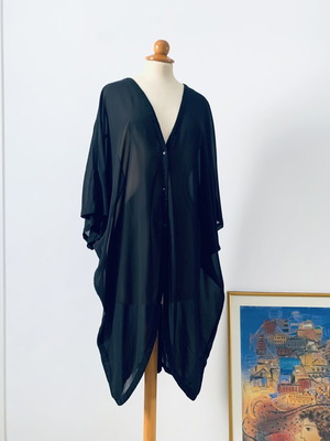 ICHI Black Transparent Shirt One Size New
