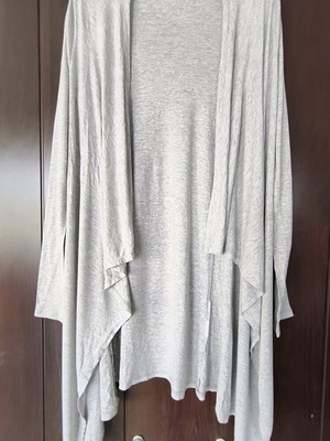 Pink Woman Long Asymmetric Cardigan like new, grey melange Small