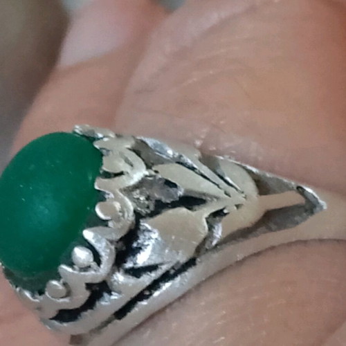 Handmade silver 925 ring with green agate like new