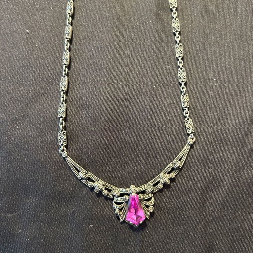 Vintage silver necklace 925 with purple stone like new