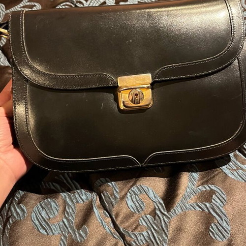 Leather vintage shoulder bag used, black