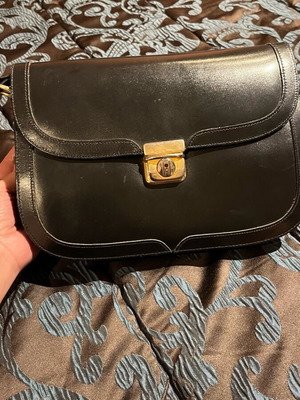 Leather vintage shoulder bag used, black