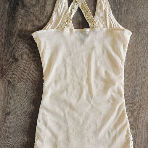 Motivi sequin sleeveless top size S beige like new
