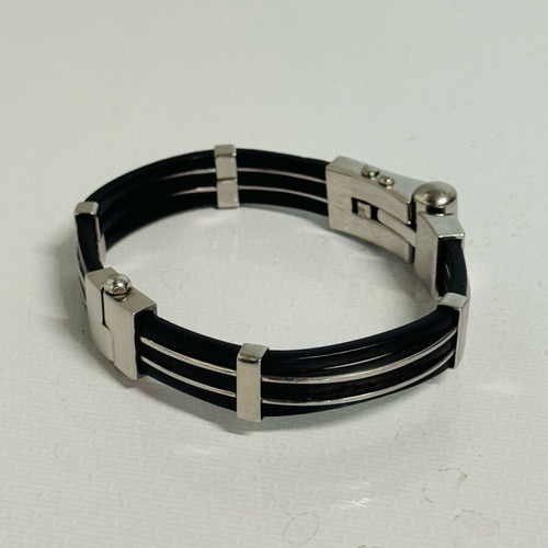 Stainless Steel Bracelet Sauro used, black rubber men's accessory