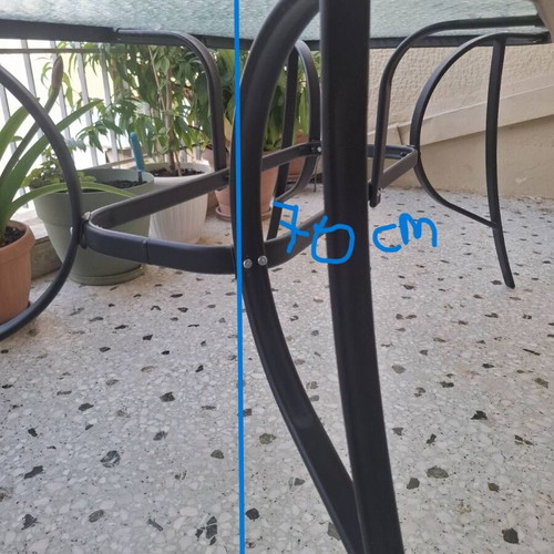 Σετ τραπέζι και 2 καρέκλες για βεράντα σχεδόν καινούργιο, ματ σκούρο γκρι