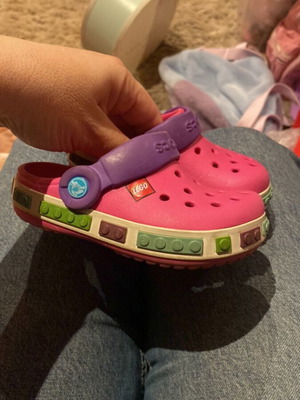Crocs Lego μεταχειρισμένα, παντόφλες ροζ πολύχρωμες για κορίτσια 22-24