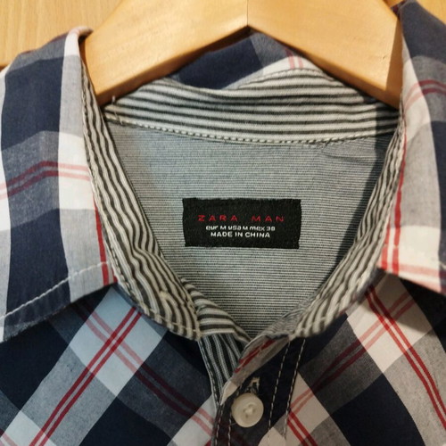 Zara Man men's shirt size M like new, blue checkered
