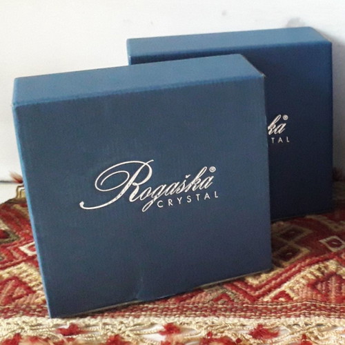 Rogaska ashtrays handmade, new, set of 2, Square Diamond crystal