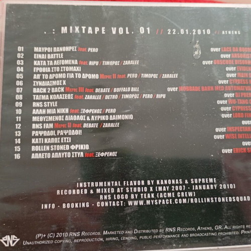 Kanonas & Supreme (RNS) Mixtape Vol. 01 CD album, hardcore rap