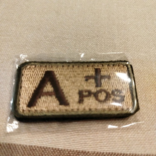 Blood type A+ patch new with velcro