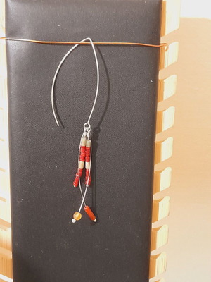Silver 925 handmade earring with semi-precious stones length 8.5cm