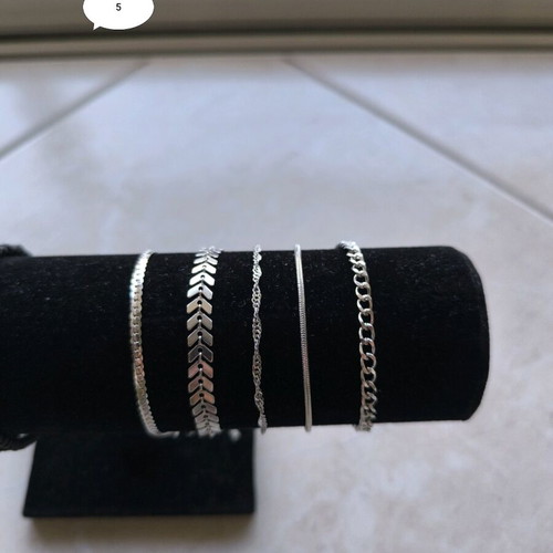 Women's bracelets new, pack of 5, silver