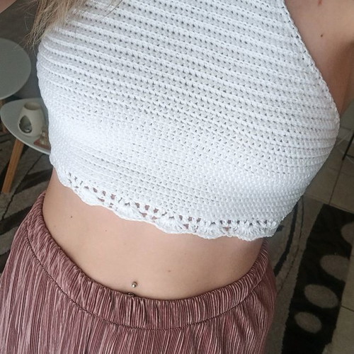 Knitted top handmade new, white