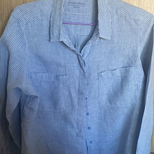 M&S Marks and Spencer women's linen shirt like new, white and blue, XXL