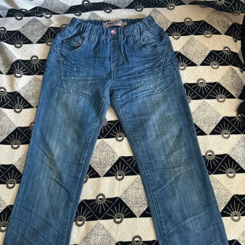 Girls' jeans like new, size 140 cm, blue