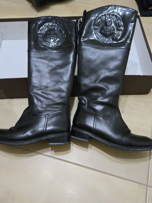 Bally black leather riding boots used, size 36.5