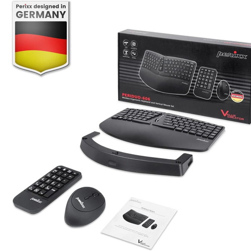 Perixx Periduo 606 combo wireless ergonomic keyboard and mouse new