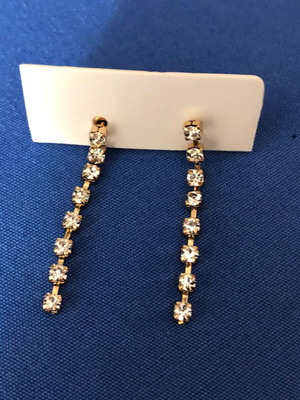 Dangling Earrings with Rhinestones Gold Color and Shiny Finish new