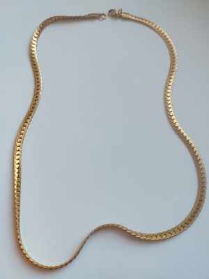 Herringbone Snake Chain Necklace gold plated stainless steel like new, 50 cm