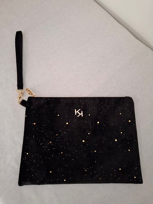 KIKO Milano velvet pouch with glitter new, black wristlet bag