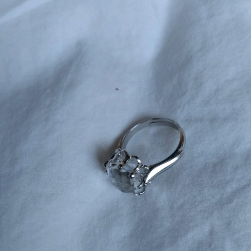 Vintage ring with transparent stone new, silver