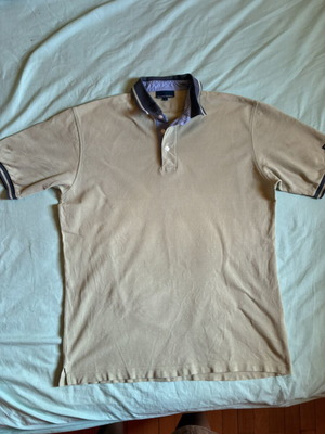 Oxford Company Mens Light Khaki Cotton Pique Polo Shirt Size L Like New