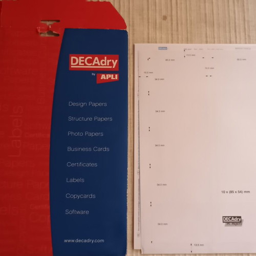 DECAdry design papers like new, 5 A4 sheets for 50 cards