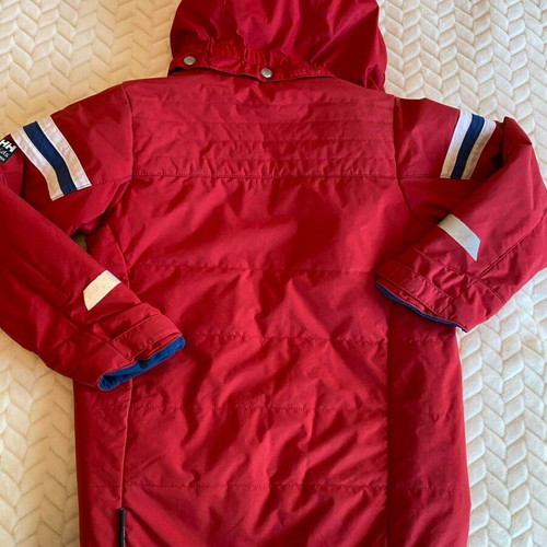 Children's winter ski jacket used for 8 years old red and blue