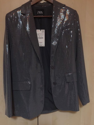 Zara sequin suit new, grey blazer and trousers set