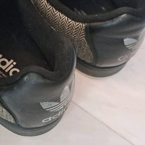Adidas Superstar sneakers used, black with herringbone fabric