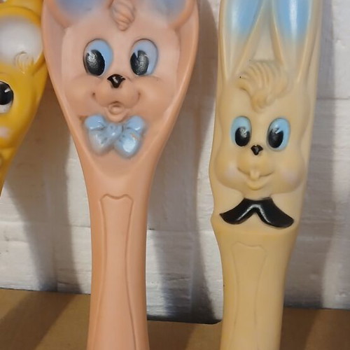 Vintage soft-headed fork, knife, and spoon set used