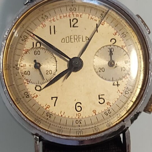 Men's mechanical chronograph watch military steel case 1936, 34mm