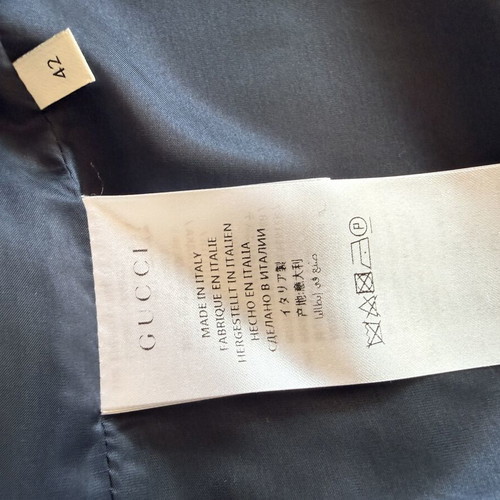 Gucci GG Jacquard Blazer Navy Ivory Wool Jacket Size 42