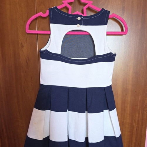 Ralph Lauren dress for 3 years old, used, navy blue and white with stain