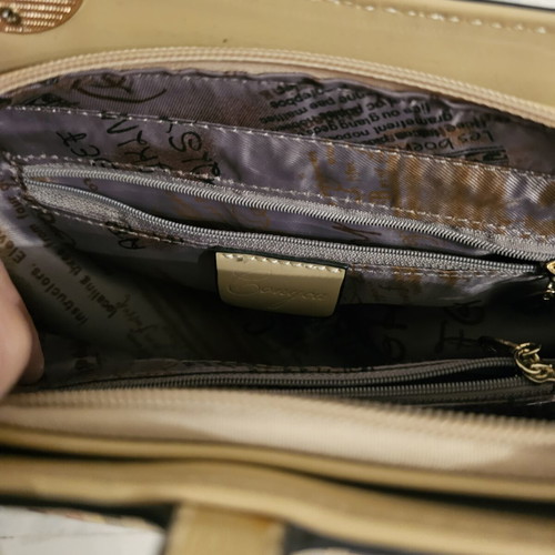 Gongca Checked Shoulder and Handbag with Gold Details like new