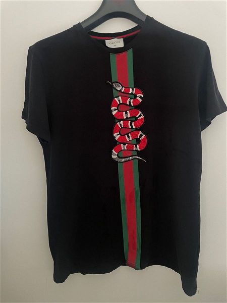  #prosfora#   Gucci mavri mplouza T-shirt me tipoma fidi prasino mavro made in Italy XL