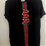  #ΠΡΟΣΦΟΡΑ#   Gucci μαύρη μπλούζα T-shirt με τύπωμα φίδι πράσινο μαύρο made in Italy XL