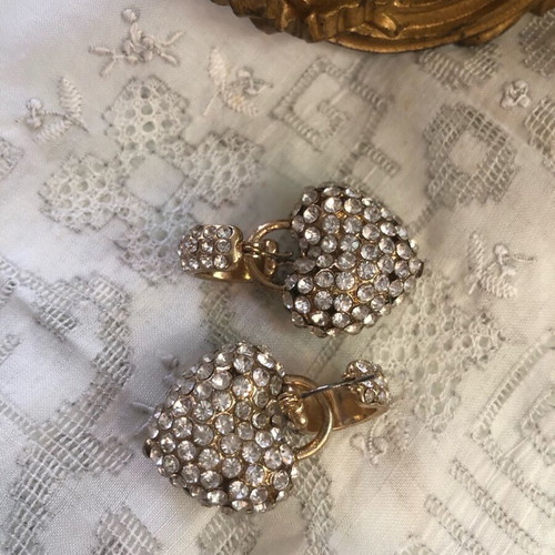 Zara double heart earrings like new, gold and silver with rhinestones