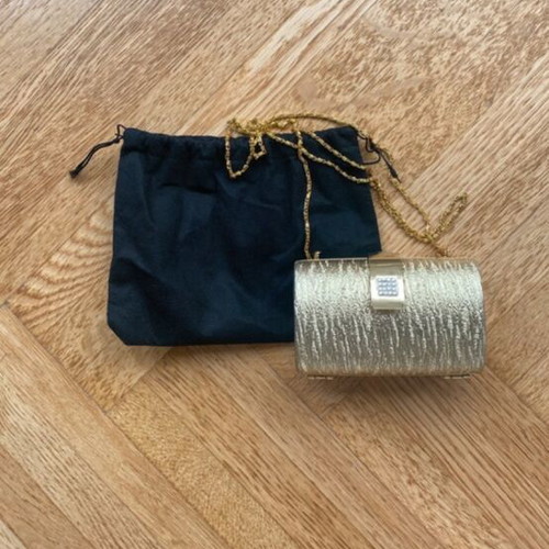 Gold clutch bag with chain strap