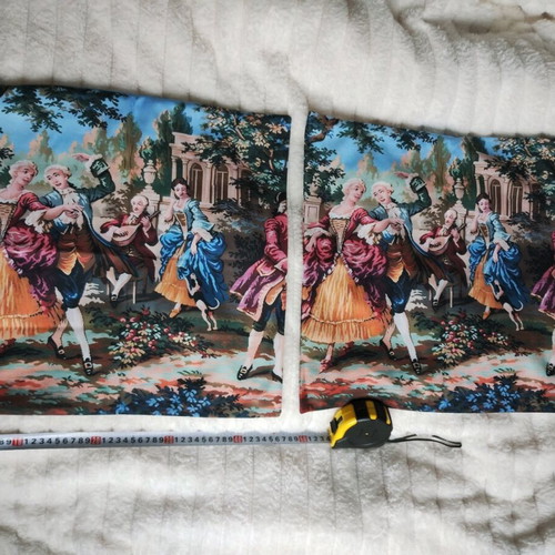 Vintage polyester pillowcases, 2 pcs, double-sided with French baroque print