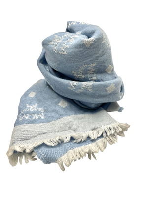 MCM baby blue wool scarf used