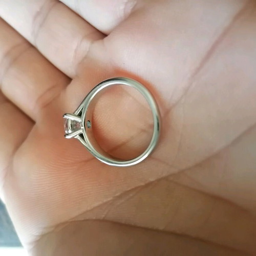 Steel solitaire ring new, silver color, size 7