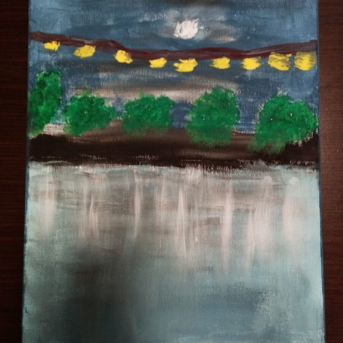 Komisarios original abstract landscape painting 30x24 canvas