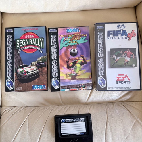 Sega Saturn MK1 used console with box, 2 controllers and games
