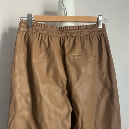 Leather pants tan new, size XS/S with elastic and drawstring